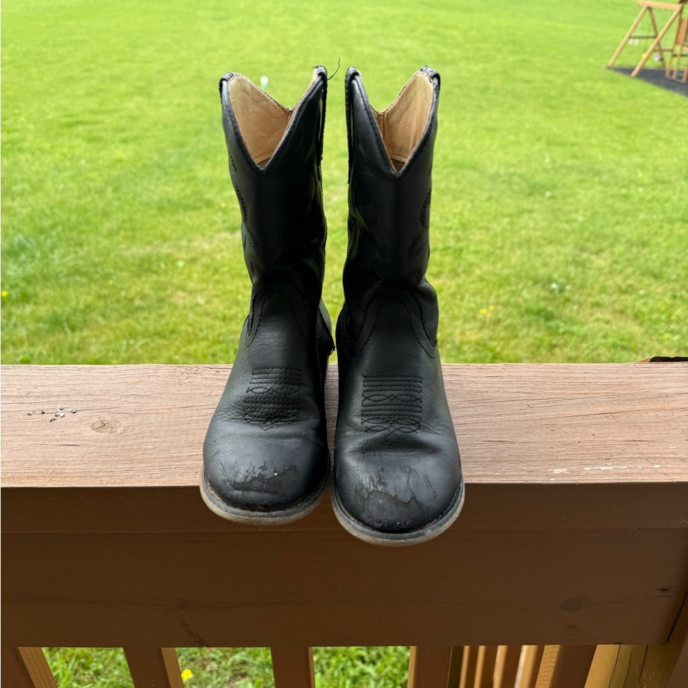 Black Leather Cowboy Boots